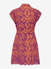 ONLY Oranžovo-fialové dámske košeľové vzorované šaty ONLY Lou L