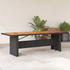 Petromila vidaXL Záhradný stôl s akáciovou doskou čierny 240x90x75 cm polyratan