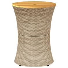 Petromila vidaXL Záhradný stolík v tvare bubna béžový polyratan a masívne drevo