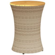 Petromila vidaXL Záhradný stolík v tvare bubna béžový polyratan a masívne drevo