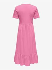 ONLY Ružové dámske basic midi šaty ONLY May XS