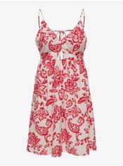 ONLY Červeno-biele dámske kvetované šaty ONLY Kiera XS