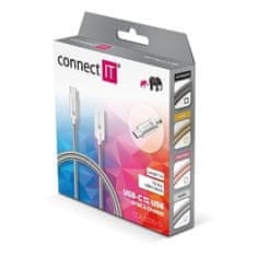 Connect IT USB kábel CCA-5010-SL USB-C (Type C) - USB, 1m, stříbrný