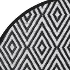 Vidaxl Vonkajší koberec biely a čierny Ø160 cm PP