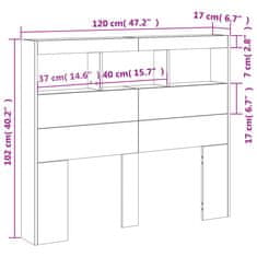 Vidaxl Skrinka na čelo postele s LED hnedý dub 120x17x102 cm