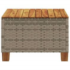 Petromila vidaXL Záhradný stôl sivý 55x55x36 cm polyratan akáciové drevo