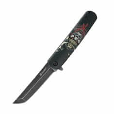 Ganzo Knife G626-BS vreckový nôž 9,6 cm, celočierna, plast ABS, samurajský motív 