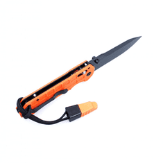 Ganzo Knife G7453P-OR-WS vreckový nôž 9 cm, čierna, oranžová, G10, píšťalka
