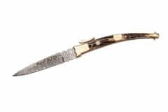 Muela MB-9A.DAM vreckový nôž 9 cm, damašek, mosadz, jelení paroh