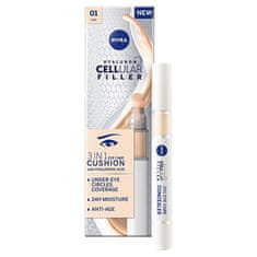 Nivea Tónovací očný krém v hubičke 3v1 Hyaluron Cellular Filler (3 in 1 Eye Care Concealer) 4 ml (Odtieň 02 Medium)