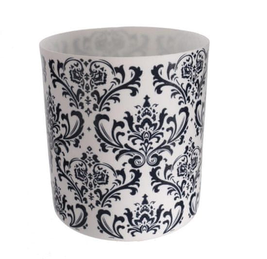 Design Scandinavia Čajový svietnik porcelánový Dahlia, 9 cm, biela/tm. modrá