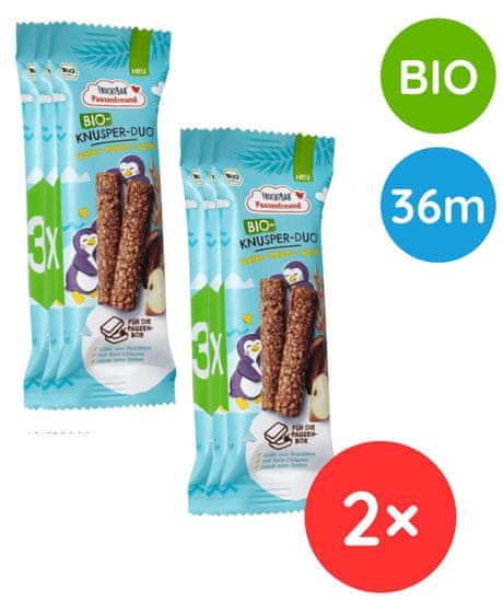 FruchtBar BIO Křupavé ovesné tyčinky s jablkem, kakaem a vanilkou 6 x 23 g