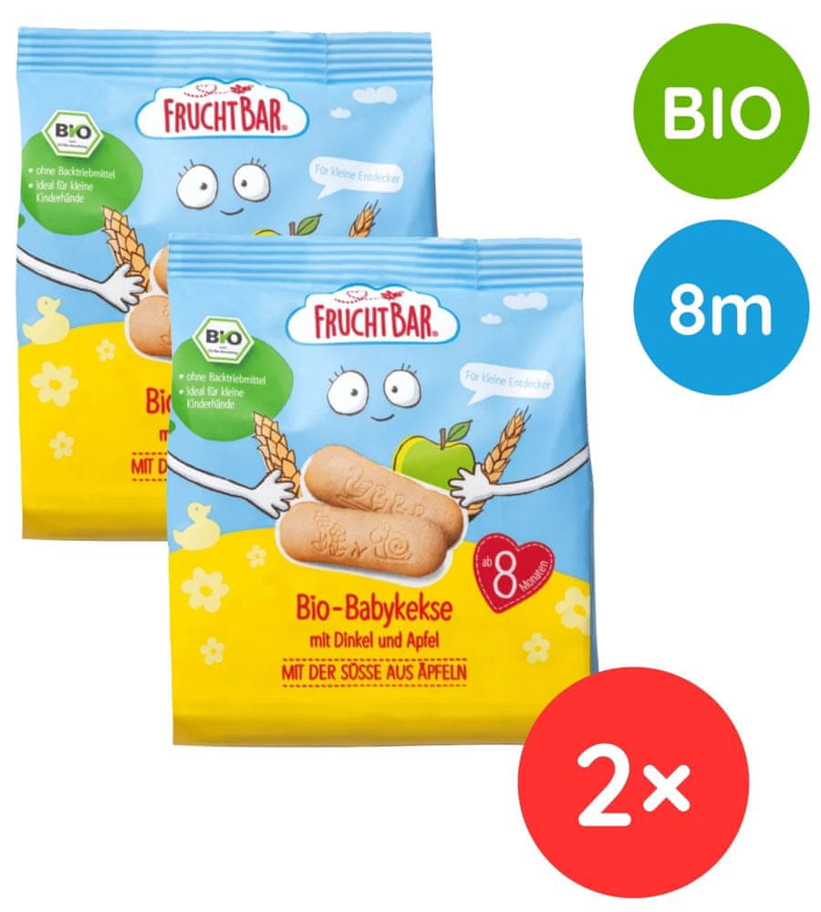 FruchtBar BIO Špaldové sušenky s jablky 2 x 100 g