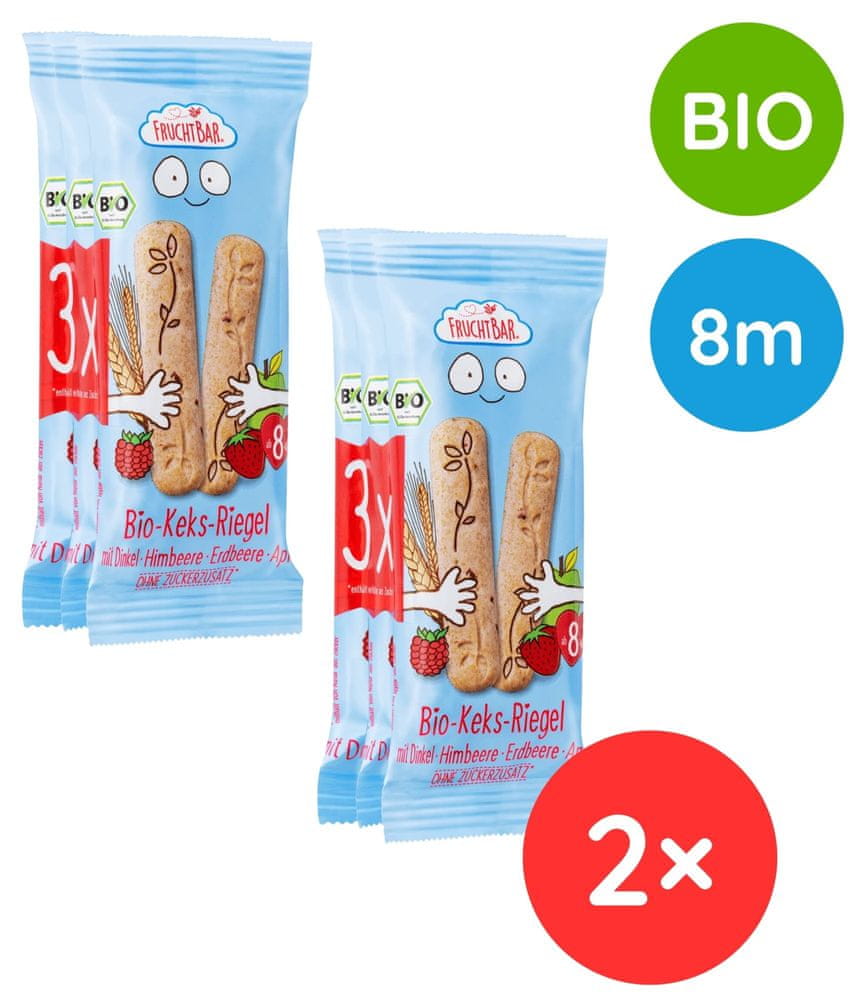 FruchtBar BIO Špaldové máslové tyčinky s jahodami 6 x 30 g