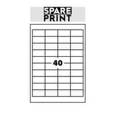 SPARE PRINT PREMIUM Samolepiace etikety biele, 100 hárkov A4 v krabici (1arch/40x etiketa 48,5x25,4mm)