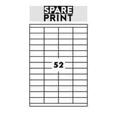 SPARE PRINT PREMIUM Samolepiace etikety biele, 100 hárkov A4 v krabici (1arch/52x etiketa 52,5x21,2mm)