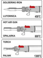 PRO-TECHNIK Spájkovacia lampa 3v1, nastavenie teplôt 450, 600 a 1.300°C, zásobník 15 ml