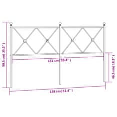 Vidaxl Kovové čelo postele čierne 150 cm