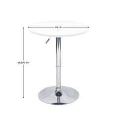 KONDELA Barový stôl s nastaviteľnou výškou biela priemer 60 cm BRANY 2 NEW