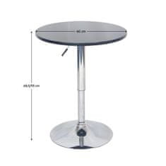 KONDELA Barový stôl s nastaviteľnou výškou čierna priemer 60 cm BRANY 2 NEW