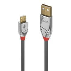 Lindy Kábel USB 2.0 A-MICRO-B M/M 0.5m, High Speed, sivý, Cromo Line, pozl. kon