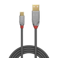 Lindy Kábel USB 2.0 A-MICRO-B M/M 0.5m, High Speed, sivý, Cromo Line, pozl. kon