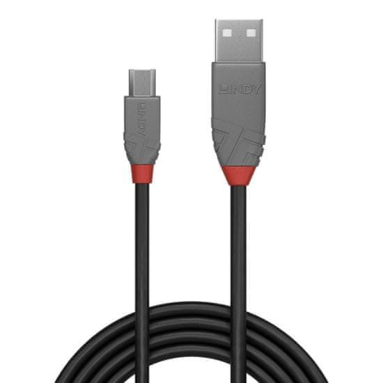 Lindy Kábel USB 2.0 A-MICRO-B M/M 5m, High Speed, čierny, Anthra Line