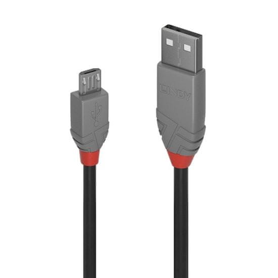 Lindy Kábel USB 2.0 A-MICRO-B M/M 3m, High Speed, čierny, Anthra Line