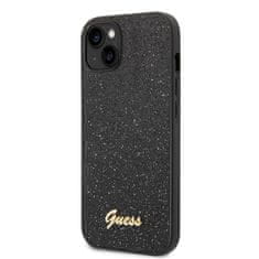 Guess Kryt na mobil Glitter Flakes Metal Logo na Apple iPhone 14 - černý