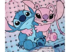 Disney Kompletná posteľná súprava Stitch a Andzia Disney v modro ružovej farbe, posteľná bielizeň z bavlny 135x200 cm