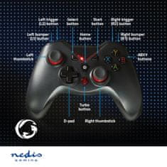 Nedis Gamepad | USB typu A | USB napájanie | PC | Počet tlačidiel: 12 | Dĺžka kábla: 1,60 m | čierna 