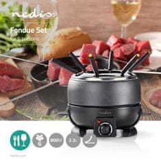 Nedis Fondue Set | 6 osôb | 2,3 l | Nastaviteľná regulácia teploty | 800 W | Cool touch rukoväť(y) | Protišmykové dno | Ochrana proti prehriatiu 