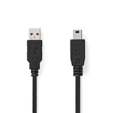 Nedis USB kábel | USB 2.0 | USB-A samec | USB Mini-B 5 pin Samec | 480 Mbps | Poniklované | 3,00 m | Okrúhle | PVC | Čierna | Označenie 