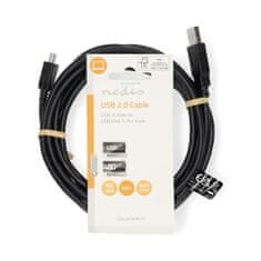 Nedis USB kábel | USB 2.0 | USB-A samec | USB Mini-B 5 pin Samec | 480 Mbps | Poniklované | 3,00 m | Okrúhle | PVC | Čierna | Označenie 