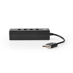 Nedis USB Hub | USB-A samec | 4x USB A samica | 4 prístavy | USB 2.0 | Napájanie cez USB 