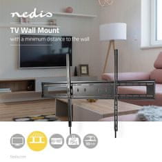 Nedis Pevný držiak TV na stenu | 60-100" | Maximálna podporovaná hmotnosť obrazovky: 75 kg | Minimálna vzdialenosť od steny: 30,5 mm | Kov / oceľ | Čierna 