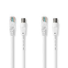 Nedis Koaxiálny a kombinovaný kábel Cat6 | IEC (Coax) Samec / RJ45 Samec | IEC (Coax) Samec / RJ45 samec | Poniklované | RG58 | 75 Ohm | Dvojité tienenie | 1,50 m | Okrúhle | PVC | Biela | Označenie 