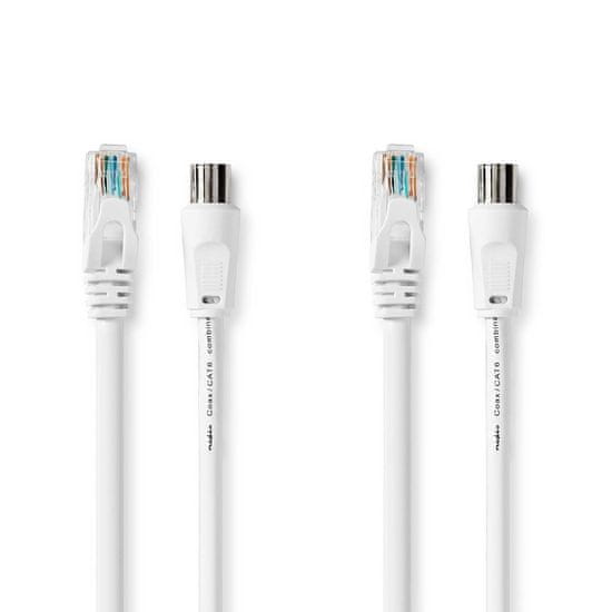 Nedis Koaxiálny a kombinovaný kábel Cat6 | IEC (Coax) Samec / RJ45 Samec | IEC (Coax) Samec / RJ45 samec | Poniklované | RG58 | 75 Ohm | Dvojité tienenie | 1,50 m | Okrúhle | PVC | Biela | Označenie