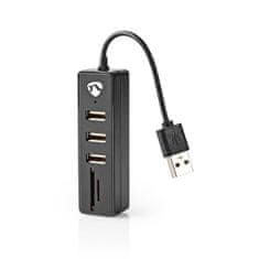 Nedis USB hub | USB A Samec | USB-A samica | 3-portový(é) port(y) | USB napájanie | SD a MicroSD / 3x USB 