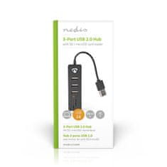 Nedis USB hub | USB A Samec | USB-A samica | 3-portový(é) port(y) | USB napájanie | SD a MicroSD / 3x USB 