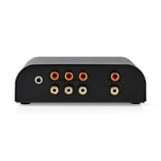 Nedis Prepínač analógového zvuku | 4-portový(é) port(y) | Pripojovací vstup: 1x 3,5 mm audio vstup / 3x (2x RCA samica) | Výstup pripojenia: 1x (2x RCA Female) | Návod na použitie | Kov | Antracit 