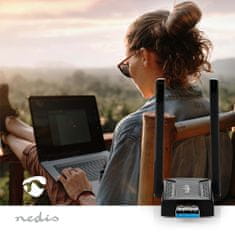 Nedis Nätverks dongle | Wi-Fi | AC1200 | 2,4/5 GHz (Dual Band) | USB 3.0 | Celková rýchlosť Wi-Fi: 1200 Mbps | Windows 10 / Windows 11 / Windows 8 