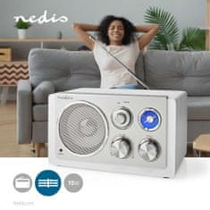 Nedis FM rádio | Dizajn dosky | FM | Napájací adaptér | Analógový | 15 W | Bluetooth | biely 