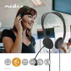 Nedis PC headset | On-Ear | Stereo | 2x 3,5mm | Skladací mikrofón | čierna 