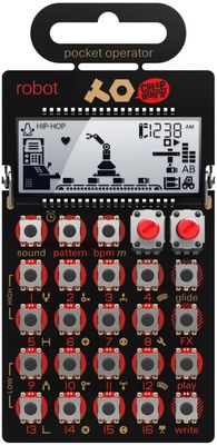 moderný syntetizátor tennage engineering PO-28 robot polyfónia zvuky vrecková veľkosť displej ľahké ovládanie tlačidla minimalistický design