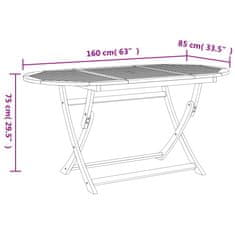 Vidaxl Skladací záhradný stôl 160x85x75 cm akáciový masív