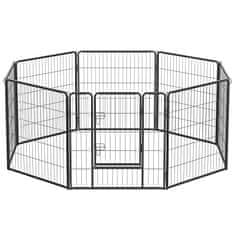 shumee 8 panelová PET ohrádka, Iron Dog Cage, Heavy Pet Fence, Puppy Pen, Skladacia a prenosná, 77 x 80 cm, šedá ppk88g