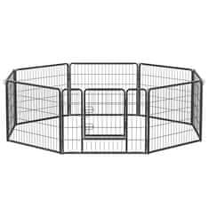 shumee 8 panelová PET ohrádka, Iron Dog Cage, Heavy Duty Pet Fence, Puppy Pen, Skladacia a prenosná, 77 x 60 cm, šedá ppk86g