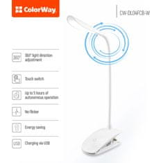 ColorWay LED stolná lampa CW flexi s klipom na uchytenie CW-DL04FCB-W - biela