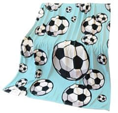 EXCELLENT Mikroplyšová teplá deka tyrkysová 150x200 cm - Futbalové lopty